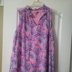 Simply Southern Tropical Leaf Mini Ruffle Tiered Dress